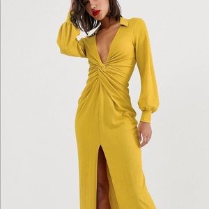 ASOS Design Textured drape shirt maxi dress with knot detail